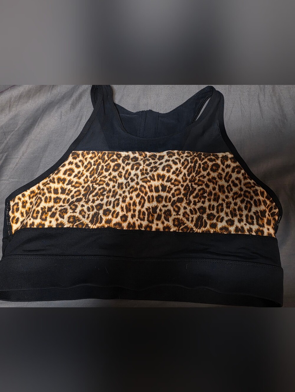 ZYIA Black Tank Top with Leopard-Print Front Panel Xxl